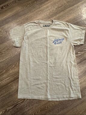Johnny Cash Logo Ash Beige Short Sleeve Tee